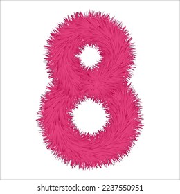 numbers with the texture of pink wool