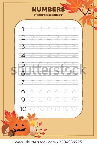 Numbers tracing sheet template outline