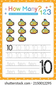 Numbers tracing template by counting vehicle