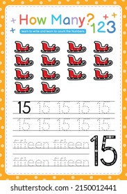 Numbers tracing template by counting vehicle