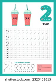 Numbers tracing worksheet for kids. Graphic task.