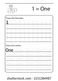 Numbers Tracing Worksheet Kids Preschool Worksheet Stock Vector ...