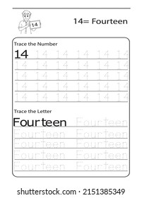 Numbers Tracing Worksheet Kids Preschool Worksheet Stock Vector ...