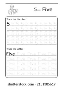 Numbers Tracing Worksheet Kids Preschool Worksheet Stock Vector ...