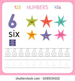 numbers tracing worksheet preschool kindergarten writing stock vector royalty free 1030534102 shutterstock