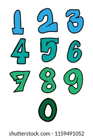 The numbers in a variety of formats. The white background, vector
