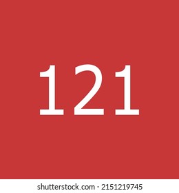 Numbers vector of 121 with light red background. Fit for your type or kids poster for learn numbers.