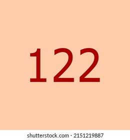 Numbers vector of 122 with pastel orange background. Fit for your type or kids poster for learn numbers.