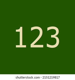 Numbers vector of 123 with dark green background. Fit for your type or kids poster for learn numbers.
