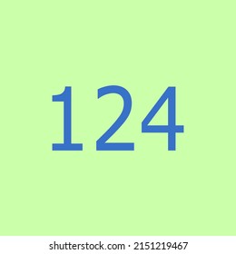 Numbers vector of 124 with green background. Fit for your type or kids poster for learn numbers.