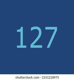 Numbers vector of 127 with dark blue background. Fit for your type or kids poster for learn numbers.