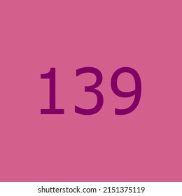 Numbers vector of 139 with pink background. Fit for your type or kids poster for learn numbers.