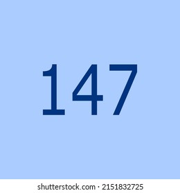 Numbers vector of 147 with blue background. Fit for your type or kids poster for learn numbers.