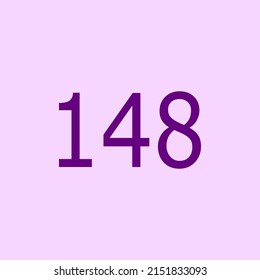 Numbers vector of 148 with purple background. Fit for your type or kids poster for learn numbers.