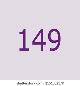 Numbers vector of 149 with purple background. Fit for your type or kids poster for learn numbers.