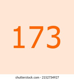 Numbers vector of 173 with orange pastel background. Fit for your type or kids poster for learn numbers.