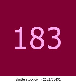 Numbers vector of 183 with dark red background. Fit for your type or kids poster for learn numbers.