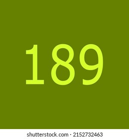 Numbers vector of 189 with green background. Fit for your type or kids poster for learn numbers.