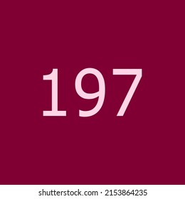 Número vector de 197 con fondo rojo oscuro. Apúntate a tu tipo o afiche de niños para aprender números.