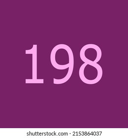 Numbers vector of 198 with dark purple background. Fit for your type or kids poster for learn numbers.