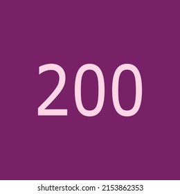 Numbers vector of 200 with dark purple background. Fit for your type or kids poster for learn numbers.