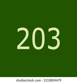 Numbers vector of 203 with dark green background. Fit for your type or kids poster for learn numbers.