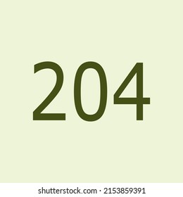 Numbers vector of 204 with soft green background. Fit for your type or kids poster for learn numbers.