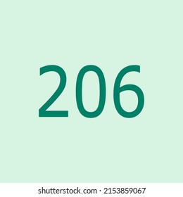 Numbers vector of 206 with soft green background. Fit for your type or kids poster for learn numbers.
