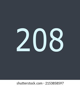 Numbers vector of 208 with dark background. Fit for your type or kids poster for learn numbers.