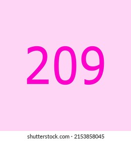 Numbers vector of 209 with soft pink background. Fit for your type or kids poster for learn numbers.