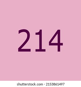 Numbers vector of 214 with pink background. Fit for your type or kids poster for learn numbers.