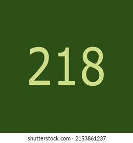 Numbers vector of 218 with dark green background. Fit for your type or kids poster for learn numbers.