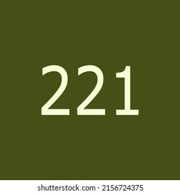 Numbers vector of 221 with dark green background. Fit for your type or kids poster for learn numbers.