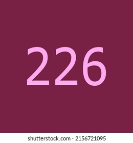 Numbers vector of 226 with dark red background. Fit for your type or kids poster for learn numbers.