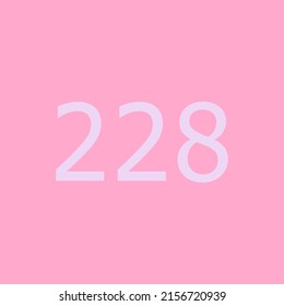 Numbers vector of 228 with pink background. Fit for your type or kids poster for learn numbers.