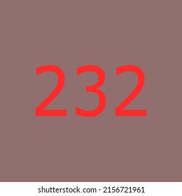 Numbers vector of 232 with pastel background. Fit for your type or kids poster for learn numbers.