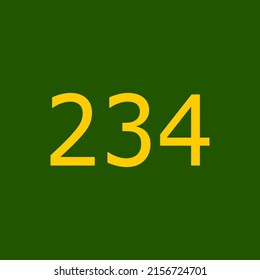 Numbers vector of 234 with dark green background. Fit for your type or kids poster for learn numbers.