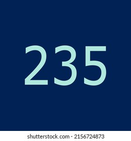 Numbers vector of 235 with dark blue background. Fit for your type or kids poster for learn numbers.