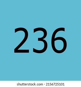 Numbers vector of 236 with blue background. Fit for your type or kids poster for learn numbers.