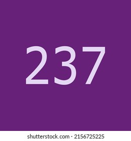 Numbers vector of 237 with dark purple background. Fit for your type or kids poster for learn numbers.