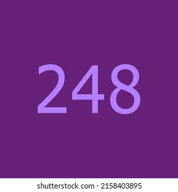 Numbers vector of 248 with purple background. Fit for your type or kids poster for learn numbers.