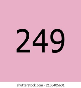 Numbers vector of 249 with pink background. Fit for your type or kids poster for learn numbers.