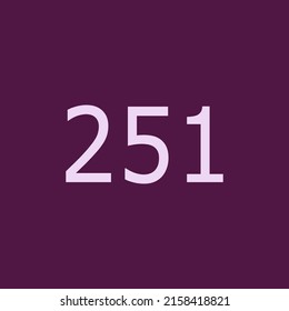 Numbers vector of 251 with dark background. Fit for your type or kids poster for learn numbers.