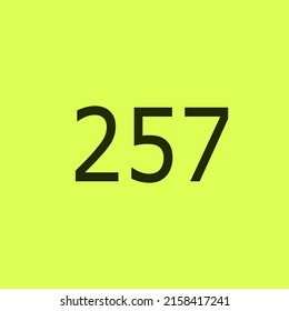 Numbers vector of 257 with light green background. Fit for your type or kids poster for learn numbers.