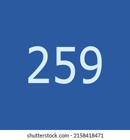 Numbers vector of 259 with blue background. Fit for your type or kids poster for learn numbers.