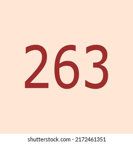 Numbers vector of 263 with soft orange background. Fit for your type or kids poster for learn numbers.