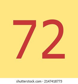 Números vectores de 72 con fondo amarillo suave. Apúntate a tu tipo o afiche de niños para aprender números.