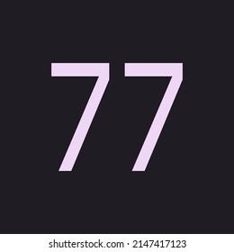 Numbers vector of 77 with dark background. Fit for your type or kids poster for learn numbers.