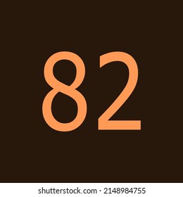 Numbers vector of 82 with dark background. Fit for your type or kids poster for learn numbers.