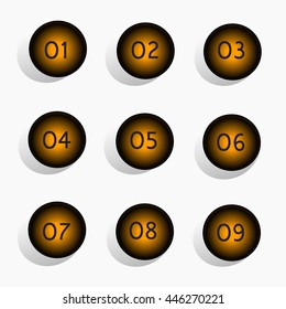 Numbers vector button design neon color